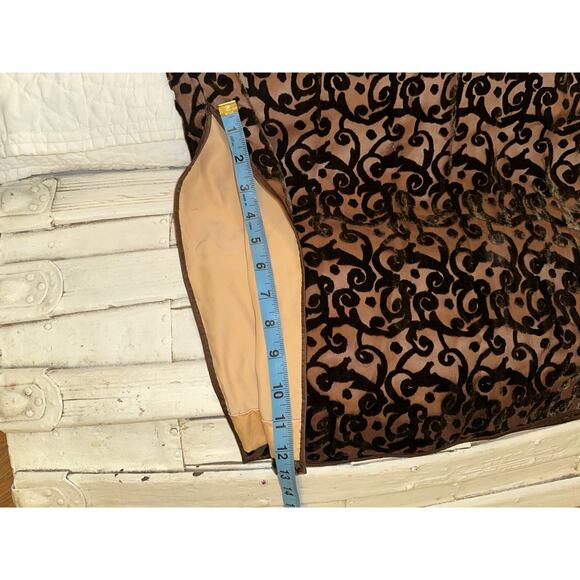 VINTAGE SHANGHAI TANG SILK BURNOUT VELVET CHEONGSAM DRESS - Picture 8 of 9